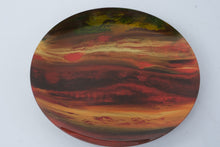 Load image into Gallery viewer, Signed Art Glass Wall Plate Abstract Red Amber Swirl Decorative Charger 13 Inch