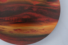 Load image into Gallery viewer, Signed Art Glass Wall Plate Abstract Red Amber Swirl Decorative Charger 13 Inch