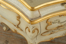 Load image into Gallery viewer, Italian Gold-Decorated Three-Drawer Carved Commode with Crackle Finish