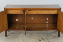 Load image into Gallery viewer, Vintage Three-Door Wood Console Cabinet with Drawers and Ring Pulls
