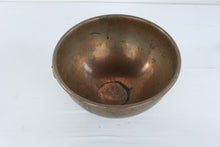Load image into Gallery viewer, Antique Copper Mixing Bowl Brass Ring Handles 8 Inch Primitive Kitchen