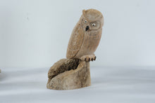 Load image into Gallery viewer, Hand Carved Antler Owl Sculpture on Natural Antler Base Wildlife Figure