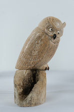 Load image into Gallery viewer, Hand Carved Antler Owl Sculpture on Natural Antler Base Wildlife Figure