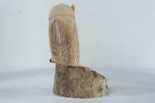 Load image into Gallery viewer, Hand Carved Antler Owl Sculpture on Natural Antler Base Wildlife Figure