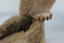 Load image into Gallery viewer, Hand Carved Antler Owl Sculpture on Natural Antler Base Wildlife Figure