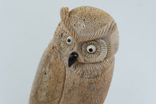 Load image into Gallery viewer, Hand Carved Antler Owl Sculpture on Natural Antler Base Wildlife Figure