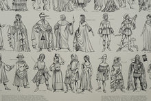 Load image into Gallery viewer, Vintage Costume History Poster – 13th & 14th Century Dress by Don Foote for Eaves Costume Co., Theatrical Reference Print