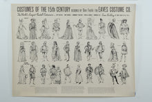 Load image into Gallery viewer, Vintage Costume History Poster – 15th Century Dress by Don Foote for Eaves Costume Co., Medieval & Renaissance Reference Print