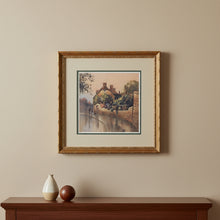 Load image into Gallery viewer, Paul Landry Cottage Reflections Framed Signed Numbered Print Gold Frame 21x21