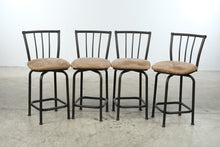 Load image into Gallery viewer, Set of 4 Contemporary Metal Counter Height Bar Stools with Tan Upholstered Seats