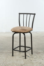 Load image into Gallery viewer, Set of 4 Contemporary Metal Counter Height Bar Stools with Tan Upholstered Seats