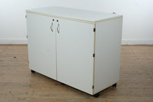 Load image into Gallery viewer, White Folding Craft Table Cabinet with Drawers and Casters