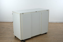 Load image into Gallery viewer, White Folding Craft Table Cabinet with Drawers and Casters