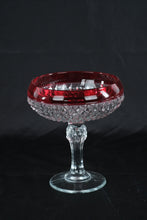 Load image into Gallery viewer, Vintage Ruby Flash Diamond-Cut Glass Compote / Pedestal Bowl