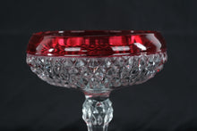 Load image into Gallery viewer, Vintage Ruby Flash Diamond-Cut Glass Compote / Pedestal Bowl