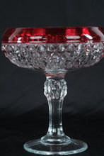 Load image into Gallery viewer, Vintage Ruby Flash Diamond-Cut Glass Compote / Pedestal Bowl