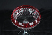 Load image into Gallery viewer, Vintage Ruby Flash Diamond-Cut Glass Compote / Pedestal Bowl