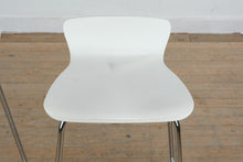 Load image into Gallery viewer, Pair of Crate & Barrel Modern White Counter Stools with Chrome Bases