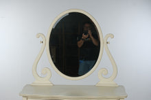 Load image into Gallery viewer, Antique Painted Serpentine Front Dresser with Oval Mirror