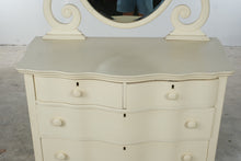 Load image into Gallery viewer, Antique Painted Serpentine Front Dresser with Oval Mirror