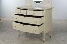 Load image into Gallery viewer, Antique Painted Serpentine Front Dresser with Oval Mirror