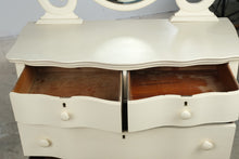 Load image into Gallery viewer, Antique Painted Serpentine Front Dresser with Oval Mirror