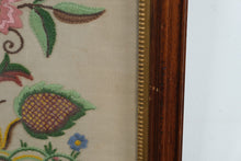 Load image into Gallery viewer, Framed Jacobean Style Crewel Embroidery Floral Needlework on Linen