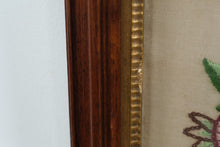 Load image into Gallery viewer, Framed Jacobean Style Crewel Embroidery Floral Needlework on Linen