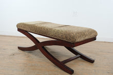 Load image into Gallery viewer, Modern Upholstered Bench with Curved Wood X-Base