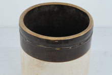 Load image into Gallery viewer, Antique 2 Gallon Stoneware Crock Brown Glaze Blue Crown 9 Inch