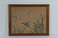 Load image into Gallery viewer, Vintage Mallard Duck Needlepoint Framed Folk Art Waterfowl 35 x 28