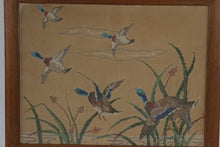 Load image into Gallery viewer, Vintage Mallard Duck Needlepoint Framed Folk Art Waterfowl 35 x 28