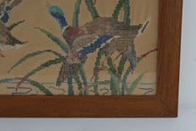 Load image into Gallery viewer, Vintage Mallard Duck Needlepoint Framed Folk Art Waterfowl 35 x 28