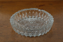 Load image into Gallery viewer, Vintage Pressed Crystal Ashtray – 7.5” Round Cut Glass Dish, Mid-Century Heavy Clear Glass