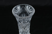 Load image into Gallery viewer, Cut Crystal Pedestal Trumpet Vase 10.25" Etched Tulip Medallion Floral Starburst Base