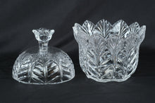 Load image into Gallery viewer, Vintage Bohemia Crystal Covered Candy Dish Portico Pattern Czech Republic 7 Inch