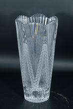 Load image into Gallery viewer, Heavy European Lead Crystal 11" Vase – Braided Intaglio Pattern, Scalloped Edge