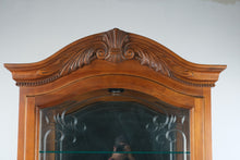Load image into Gallery viewer, Traditional Carved Wood Curio Cabinet with Glass Shelves and Side-Loading Door
