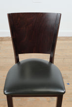 Load image into Gallery viewer, Dark Wood Restaurant Dining Chair With Black Vinyl Seat