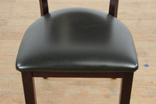 Load image into Gallery viewer, Dark Wood Restaurant Dining Chair With Black Vinyl Seat