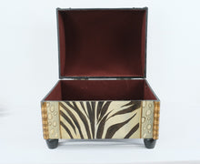 Load image into Gallery viewer, Safari Zebra Print Storage Trunk Bench Upholstered Chest Wood Base