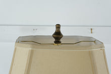 Load image into Gallery viewer, Tall Lattice Carved Bronze Table Lamp with Beige Shade β 35"