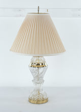 Load image into Gallery viewer, Elegant Cut Crystal & Brass Table Lamp with Pleated Shade – 33" Tall