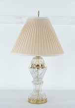 Load image into Gallery viewer, Elegant Cut Crystal & Brass Table Lamp with Pleated Shade – 33" Tall