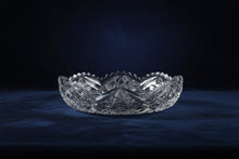 Load image into Gallery viewer, Vintage Cut Glass Crystal Serving Bowl Starburst Sawtooth Edge