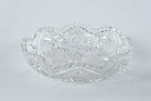 Load image into Gallery viewer, Vintage Cut Glass Crystal Serving Bowl Starburst Sawtooth Edge