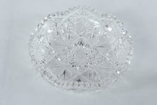 Load image into Gallery viewer, Vintage Cut Glass Crystal Serving Bowl Starburst Sawtooth Edge
