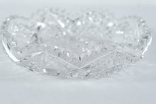 Load image into Gallery viewer, Vintage Cut Glass Crystal Serving Bowl Starburst Sawtooth Edge