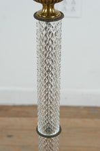 Load image into Gallery viewer, Vintage Brass and Cut Glass Column Floor Lamp 3 Way 60 Inch