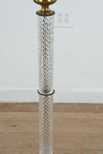 Load image into Gallery viewer, Vintage Brass and Cut Glass Column Floor Lamp 3 Way 60 Inch
